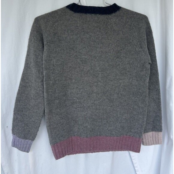 Howlin' Behind The Light Contrast Crew Knit Wool Sweater Made In Scotland Small - Picture 4 of 8